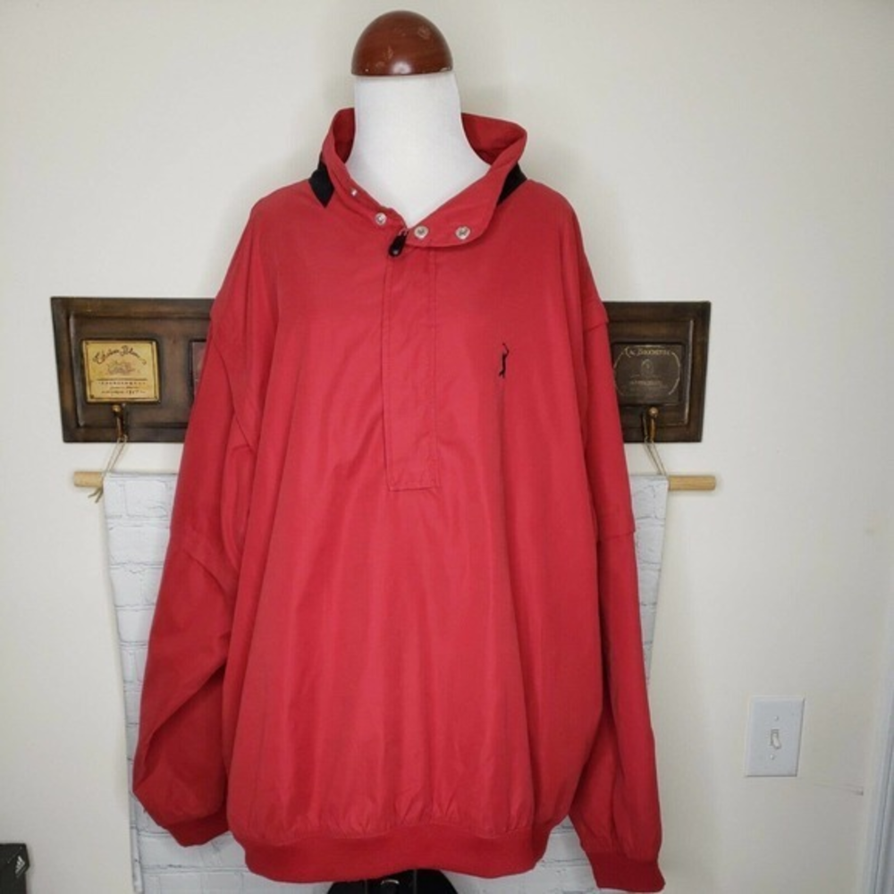 Mens XXL‎ PGA TOUR Golf Pullover Jacket Red Zip Out Sleeve.